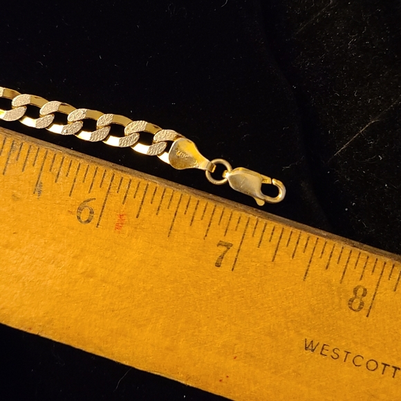 7in Vermeil Diamond Cut Cuban Link Bracelet - Picture 2 of 5